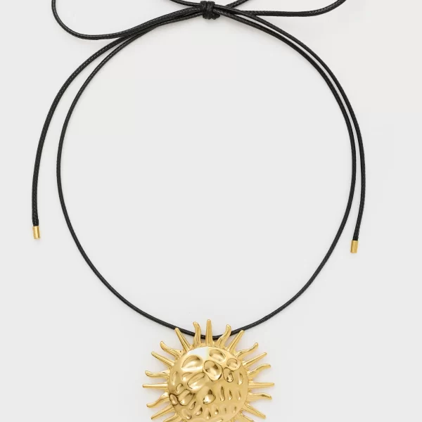 Nali Nali Γυναικείο Μακρύ Κολιέ Με Μεταλλικό Μοτίφ Ήλιου Και Ρυθμιζόμενο Κορδόνι