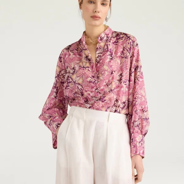 MOMONÍ Momoni Γυναικείο Πουκάμισο Franklin Με Floral Butterfly Μοτίβο