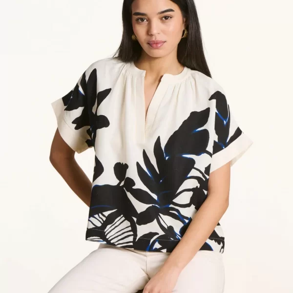 LA FEE MARABOUTEE La Fee Maraboutee Γυναικείο Top Με Botanical Print Και Tunisian Neckline Loose Fit