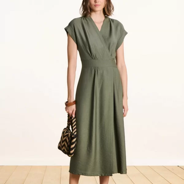 LA FEE MARABOUTEE La Fee Maraboutee Γυναικείο Φόρεμα Maxi Regular Fit Με Wrap Λαιμόκοψη Και Μεσάτη Γραμμή