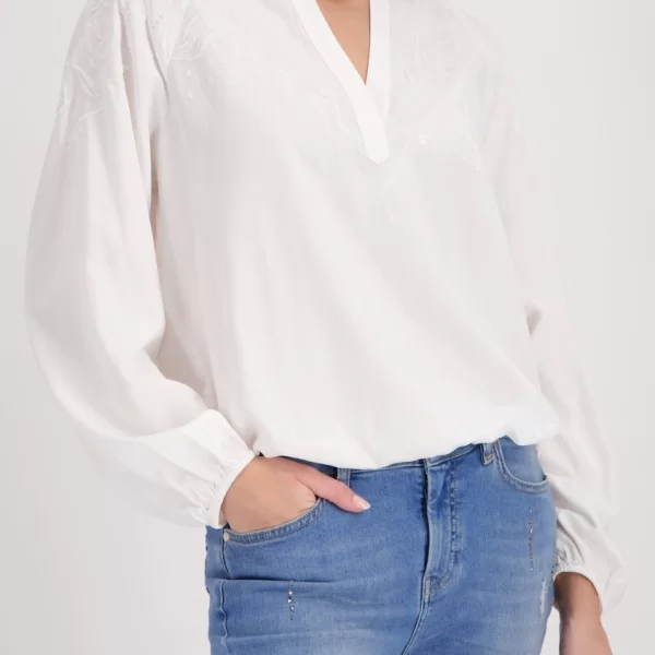 Monari Monari Γυναικεία Μπλούζα Με Κεντητές Λεπτομέρειες Και Ελαστικό Τελείωμα