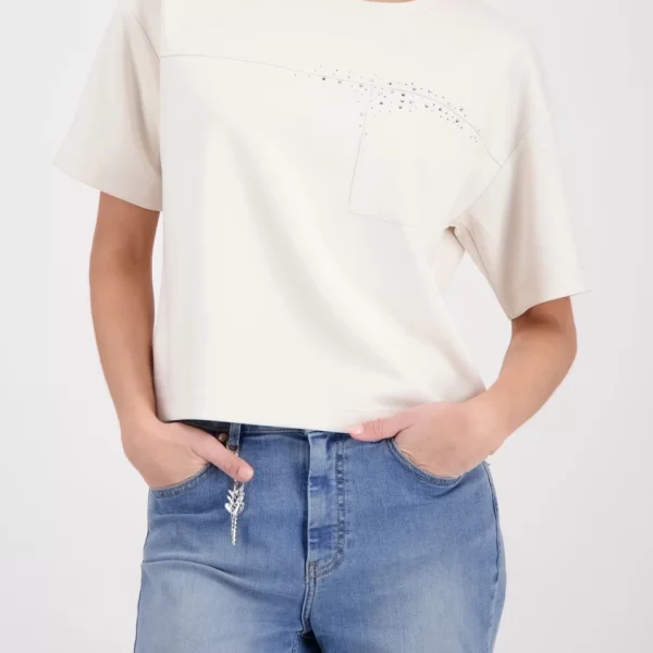 Monari Monari Γυναικείο Sweatshirt Με Τσέπη Και Strass Λεπτομέρειες