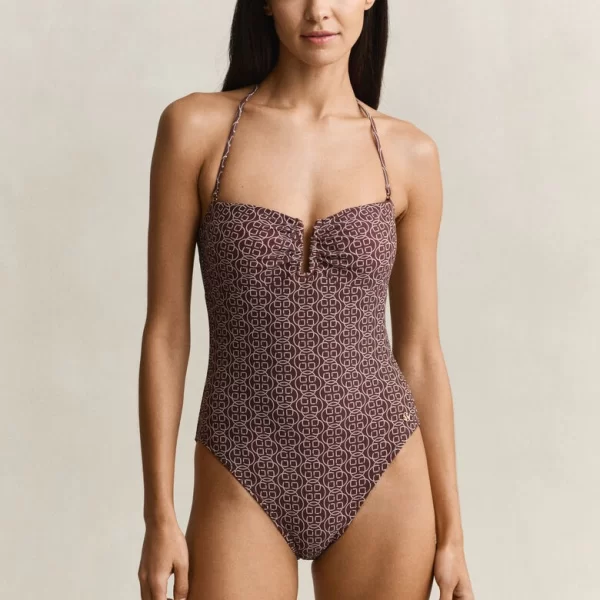 GANT Gant Γυναικείο Μαγιό Ολόσωμο Με Γεωμετρικό Μοτίβο Και Halter Λαιμόκοψη