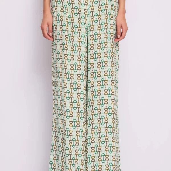 Gaudi Γυναικείο Παντελόνι Με Γεωμετρικό Print Και Πιέτες Wide Leg