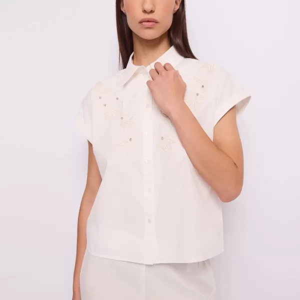 Gaudi Gaudi Γυναικείο Πουκάμισο Βαμβακερό Με Κέντημα Και Strass