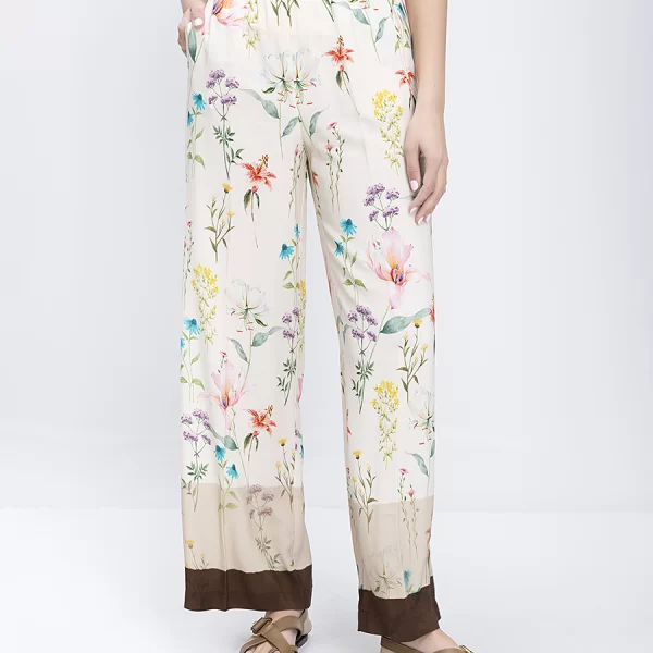 Laura Donini Γυναικείο Παντελόνι Με Floral Σχέδιο Και Ελαστική Μέση