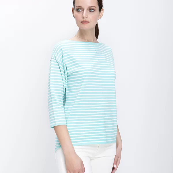 Clarina Γυναικείο Πλεκτό Με Ριγέ Σχέδιο Και Boat Λαιμόκοψη