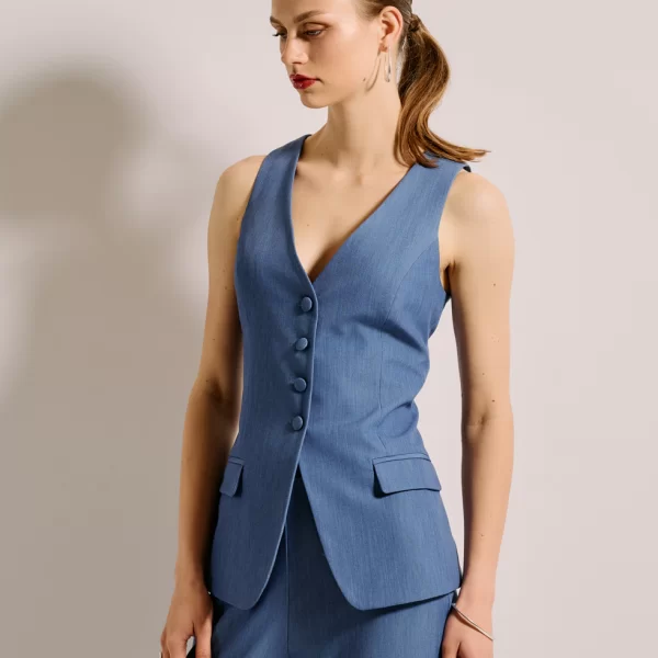 Μακρύ γιλέκο με κουμπιά