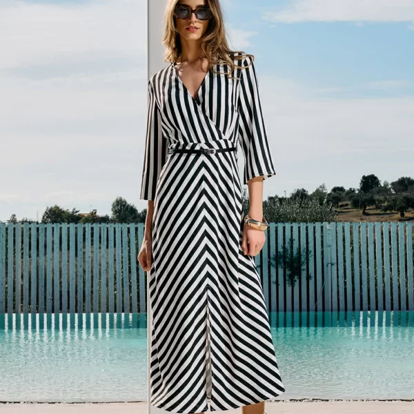 DESIREE Ριγέ φόρεμα με ζώνη