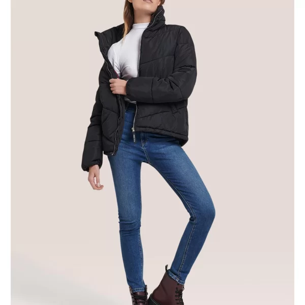 Μαύρο φουσκωτό μπουφάν puffer jacket Μπέζ