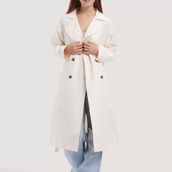 Alcott Donna (Italy) Off white μακρυά καπαρντίνα με ζώνη