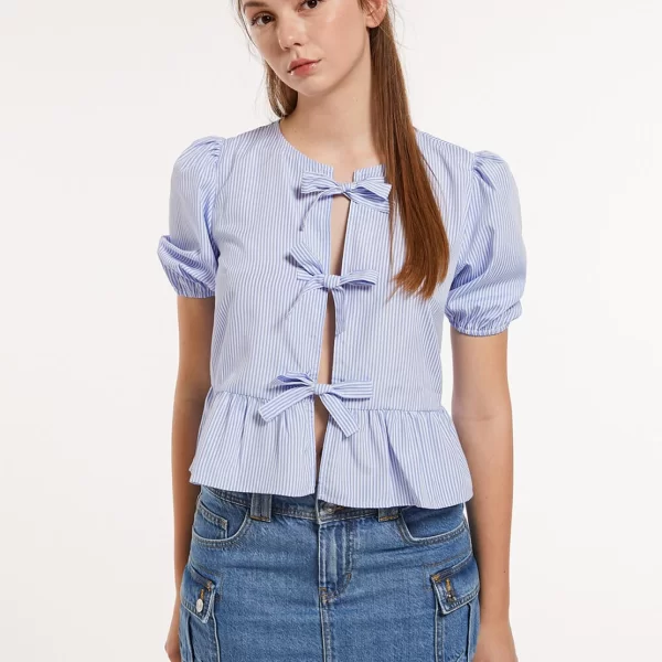 Alcott Donna (Italy) Ριγέ πουκάμισο με βολάν και φιόγκους