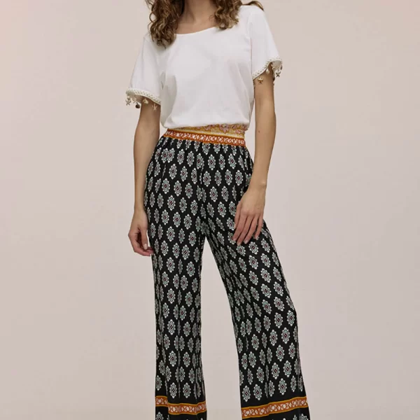 Cinderella Εμπριμέ παντελόνα με λάστιχο στη μέση