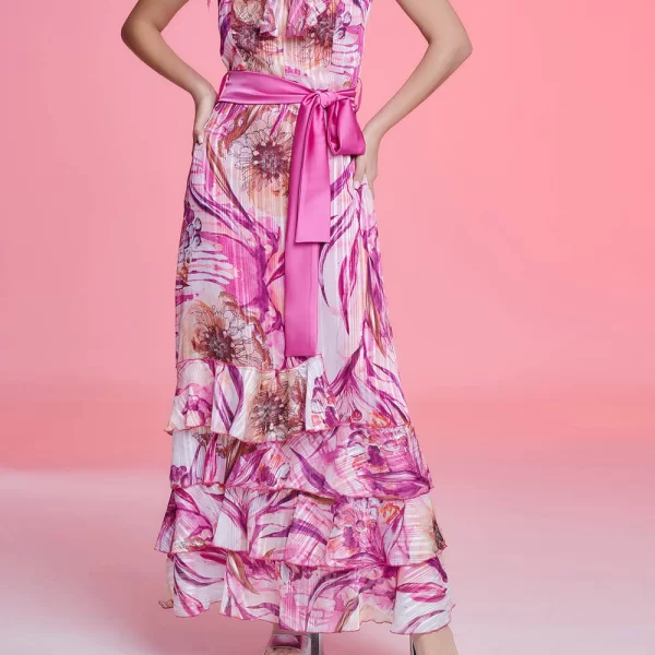 DEJAVU Εμπριμέ maxi φόρεμα με φτερά