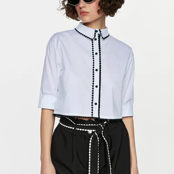 DEJAVU Μαύρο σορτς με ρέλια και ζώνη