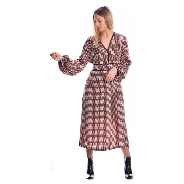 Σατέν μάξι καρό φόρεμα με μανίκι νυχτερίδα