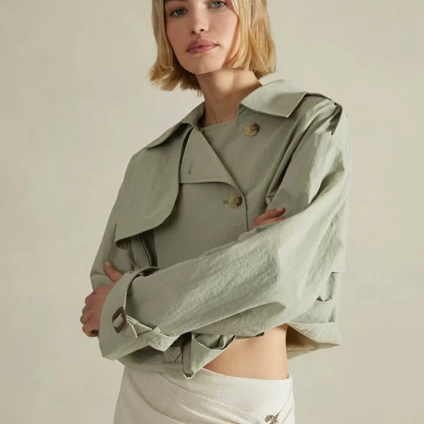 Alcott Donna (Italy) Cropped καμπαρντίνα με σταυρωτό κούμπωμα