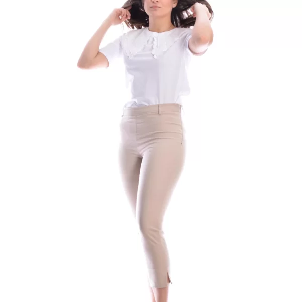 My T Wearables Μπέζ υφασμάτινο παντελόνι