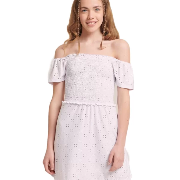 Alcott Donna (Italy) Λευκό δαντελένιο μίνι φόρεμα