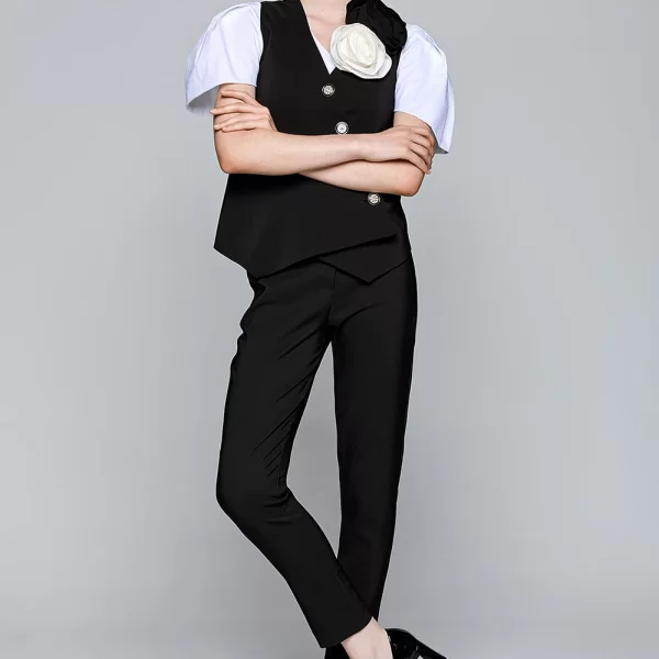 DEJAVU Μαύρο υφασμάτινο office παντελόνι Μαύρο