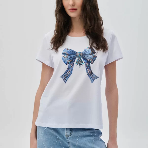 Cinderella Μπλούζα με τύπωμα φιόγκο και στρας