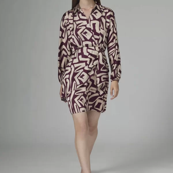 DESIREE Εμπριμέ σταυρωτό μίνι φόρεμα σατινέ