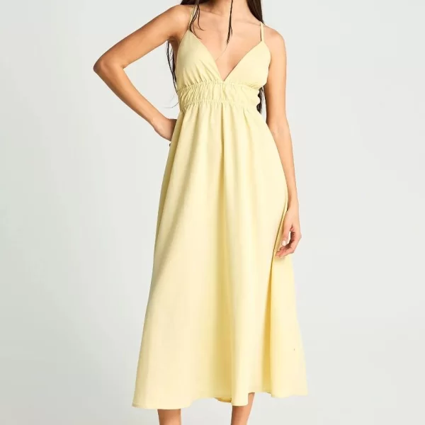 FUNKY BUDDHA Funky Buddha Γυναικείο μάξι φόρεμα FBL013-129-13 Κίτρινο