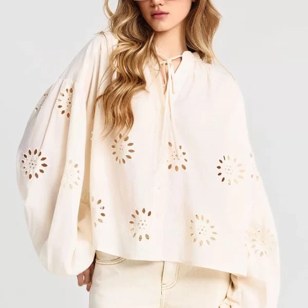 FUNKY BUDDHA Funky Buddha Γυναικείο βαμβακερό πουκάμισο FBL013-119-05 Εκρου