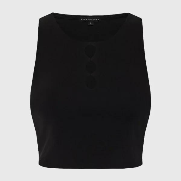 FUNKY BUDDHA Funky Buddha Crop top με Κοψίματα Μπροστά FBL013-109-17 Μαύρο