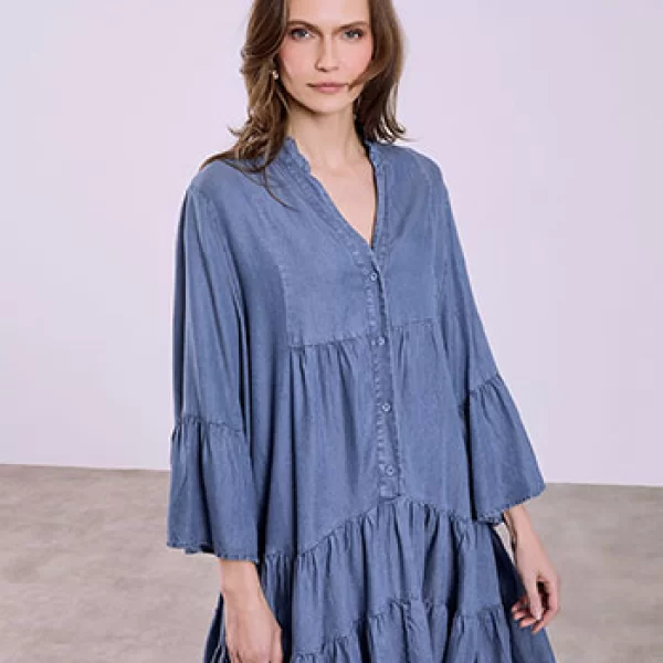 Celestino Φόρεμα μίνι με denim όψη SQ9844.8137+3