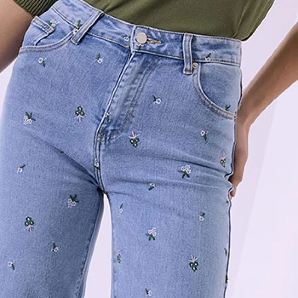 Celestino Τζιν wide leg με κεντητές λεπτομέρειες SQ1625.1956+1