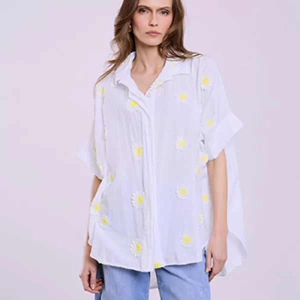 Celestino Πουκαμίσα βαμβακερή με μαργαρίτες SQ7830.3420+1