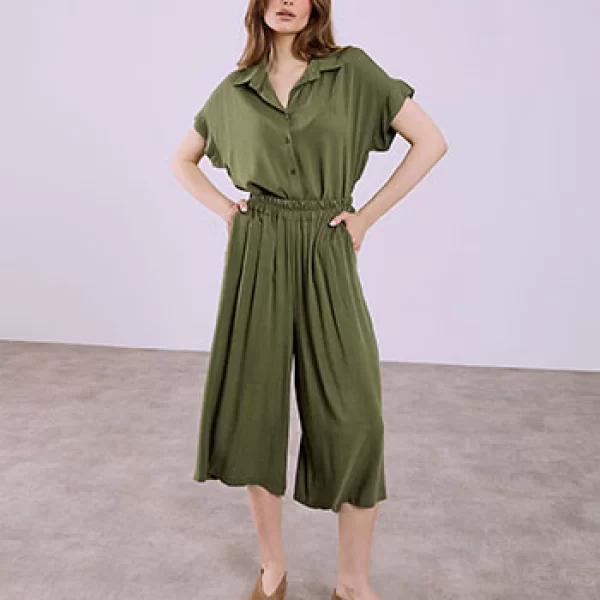 Celestino Ζιπ κιλότ μονόχρωμη από βισκόζη SQ8011.1060+2