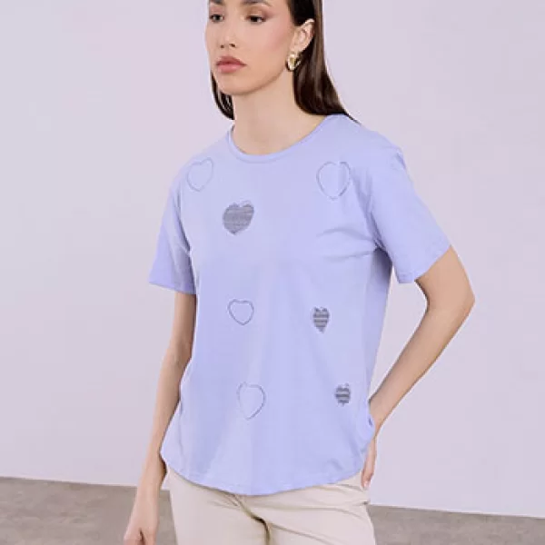 Celestino T-shirt με καρδιές και strass SQ7616.4940+2