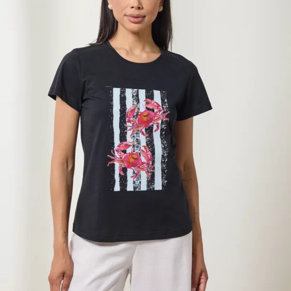 ENZZO Enzzo T-shirt Crab - Μαύρο