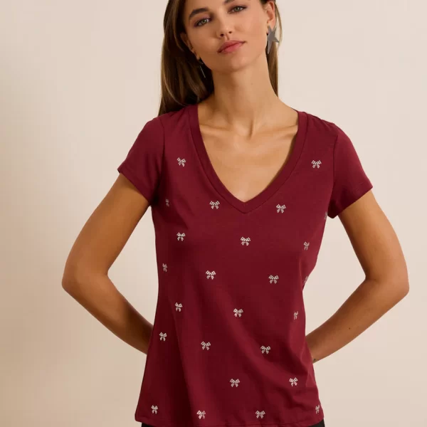 ENZZO Enzzo Μπλούζα Βow - Μπορντό