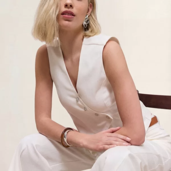 ENZZO Enzzo Γιλέκο Gracie - Λευκό