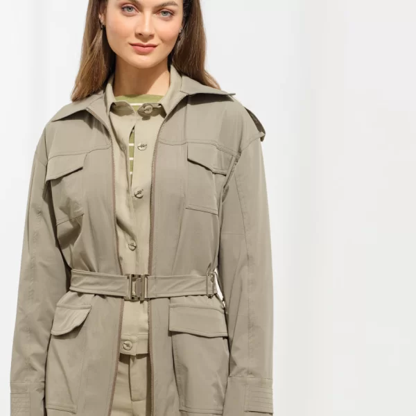 ENZZO Enzzo Καμπαρντίνα Liora - Γκρι Χακί