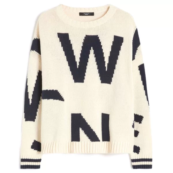 MAX MARA WEEKEND ΠΛΕΚΤΟ WKDCELEBRE CREW NECK ALL OVER LOGO ΕΚΡΟΥ-ΜΠΛΕ
