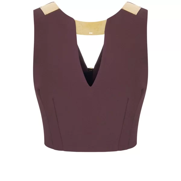 ELISABETTA FRANCHI ELISABETTA FRANCHI TOP CROPPED ΧΡΥΣΕΣ ΛΕΠΤΟΜΕΡΕΙΕΣ ΚΑΦΕ