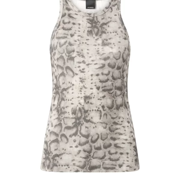 PINKO ΠΛΕΚΤΟ ΤΟΠ BELFIORE TANK TOP MΠΕΖ - ΜΑΥΡΟ