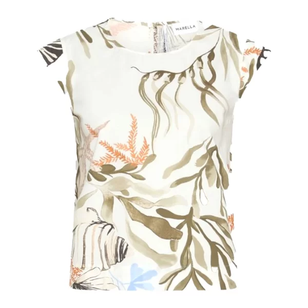 MARELLA MARELLA TANK TOP MLLAFFINE FLORAL ΛΕΥΚΟ