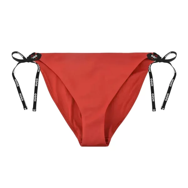 HUGO HUGO ΜΑΓΙΩ BIKINI BOTTOM PURE SIDE TIE LOGO ΚΟΚΚΙΝΟ-ΜΑΥΡΟ
