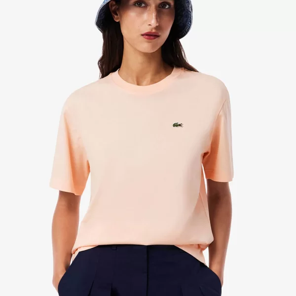 Lacoste γυναικείο T-shirt με κεντημένο λογότυπο Relaxed Fit - TF7215 Σομόν