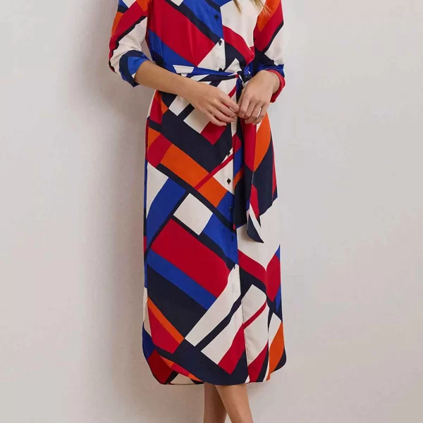 LAUREN RALPH LAUREN Lauren Ralph Lauren γυναικείο midi φόρεμα σεμιζιέ με all-over print - 200957063001 Πολύχρωμο