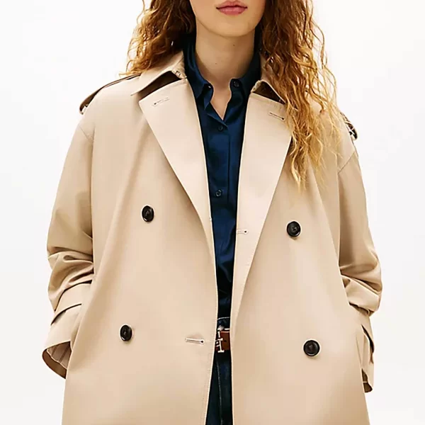 TOMMY HILFIGER Tommy Hilfiger γυναικεία κοντή καπαρντίνα με ζώνη - WW0WW49586 Μπεζ