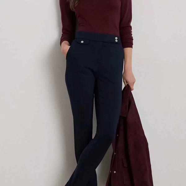 Lauren Ralph Lauren γυναικείο ψηλόμεσο παντελόνι cropped Straight Tapered Fit - 200980023002 Μπλε Σκούρο