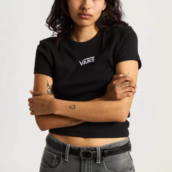 Vans Vans γυναικείο T-shirt ribbed με κεντημένο λογότυπο Slim Fit 