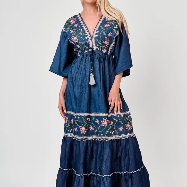 ΦΟΡΕΜΑ MAXI ΜΕ ΚΕΝΤΗΜΑ ΚΑΙ ΒΟΛΑΝ Μπλε