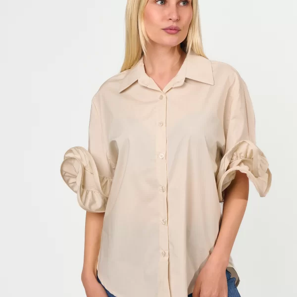 ΠΟΥΚΑΜΙΣΟ ΜΕ ΒΟΛΑΝ ΜΑΝΙΚΙ Μπεζ